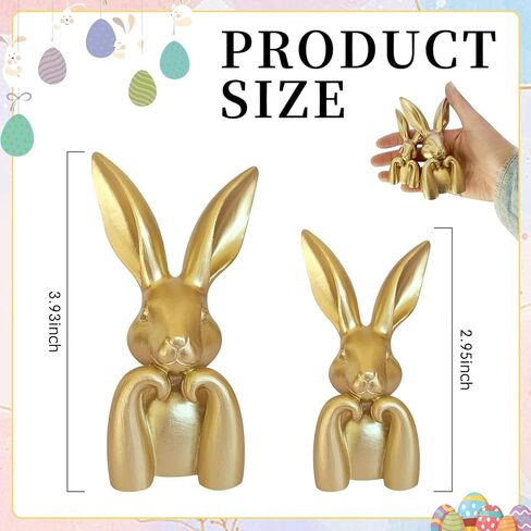 Easter Decorations for Home,Mini Resin Golden Bunnies Spring Sculpture Tabletop Ornament,Brass Rabbit Decor for Spring Home Decor, Vintage Resin Bunnies for Table Centerpieces Mantel Decorations in Kuwait