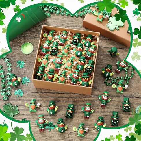 50 Pcs Mini St. Patrick's Day Gnome Figurines Green Irish Leprechaun Statue Rubber Gnome Table Decor Home Tiered Tray Decoration for Farmhouse Shelf St Patrick's Party Gifts in Saudi Arabia