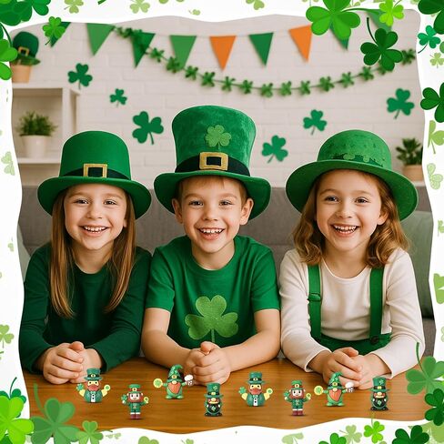 50 Pcs Mini St. Patrick's Day Gnome Figurines Green Irish Leprechaun Statue Rubber Gnome Table Decor Home Tiered Tray Decoration for Farmhouse Shelf St Patrick's Party Gifts in Saudi Arabia