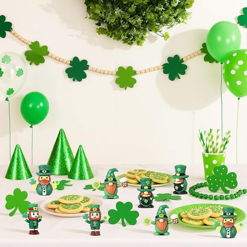 50 Pcs Mini St. Patrick's Day Gnome Figurines Green Irish Leprechaun Statue Rubber Gnome Table Decor Home Tiered Tray Decoration for Farmhouse Shelf St Patrick's Party Gifts in Saudi Arabia