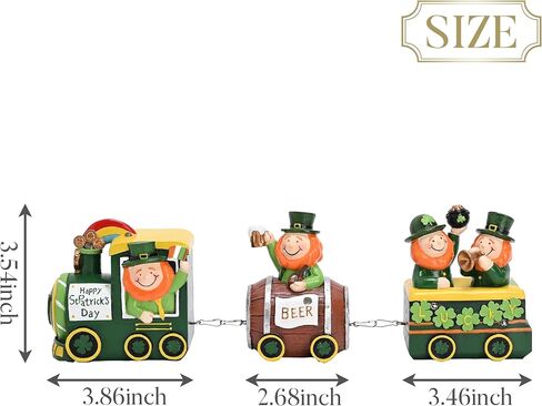 Valery Madelyn St Patricks Day Decorations for Home, Lighted LED Train Leprechaun Decorations with Shamrock Pot of Gold Guiness Beer, Irish Resin St Patty Day Tiered Tray Decoration Table Centerpiece in Saudi Arabia