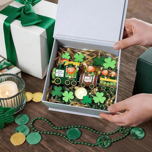 Valery Madelyn St Patricks Day Decorations for Home, Lighted LED Train Leprechaun Decorations with Shamrock Pot of Gold Guiness Beer, Irish Resin St Patty Day Tiered Tray Decoration Table Centerpiece in Saudi Arabia