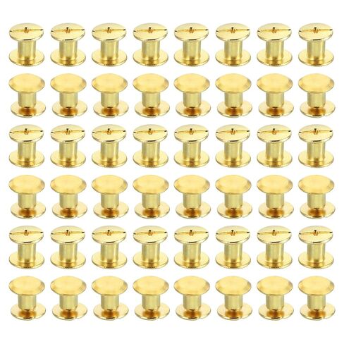 50 Sets Chicago Screws, M5x6mm Chicago Screws Phillips Binding Post Screw Bolts Leather Rivets Brass Fasteners Connectors Steel for Leather Belt Scrapbook Photo Albums, Golden in Kuwait