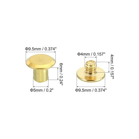 50 Sets Chicago Screws, M5x6mm Chicago Screws Phillips Binding Post Screw Bolts Leather Rivets Brass Fasteners Connectors Steel for Leather Belt Scrapbook Photo Albums, Golden in Kuwait