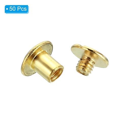 50 Sets Chicago Screws, M5x6mm Chicago Screws Phillips Binding Post Screw Bolts Leather Rivets Brass Fasteners Connectors Steel for Leather Belt Scrapbook Photo Albums, Golden in Kuwait