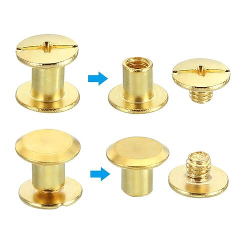 50 Sets Chicago Screws, M5x6mm Chicago Screws Phillips Binding Post Screw Bolts Leather Rivets Brass Fasteners Connectors Steel for Leather Belt Scrapbook Photo Albums, Golden in Kuwait
