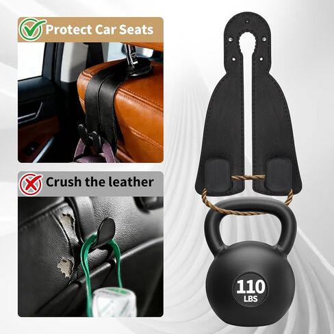 4 Pack Headrest Hooks for Car, Leather Car Seat Back Storage Hooks, Car Purse Holder for Purses and Handbags in Saudi Arabia