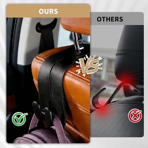 4 Pack Headrest Hooks for Car, Leather Car Seat Back Storage Hooks, Car Purse Holder for Purses and Handbags in Saudi Arabia