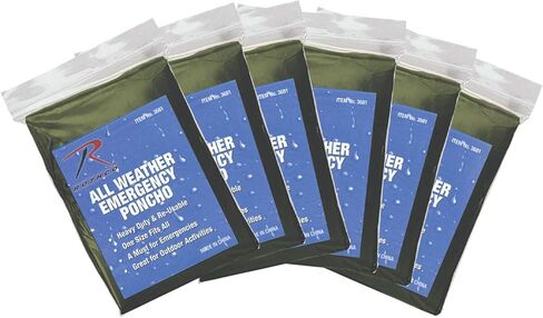 Rothco All Weather Emergency Poncho - 12 Pack, Olive Drab in Saudi Arabia