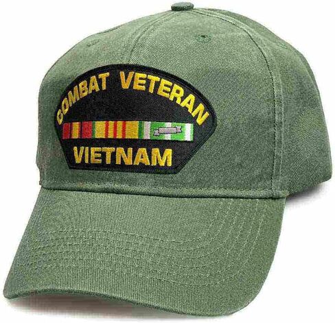 Combat Veteran Vietnam Hat 3 Ribbons Vintage O.D. Olive Drab in Saudi Arabia