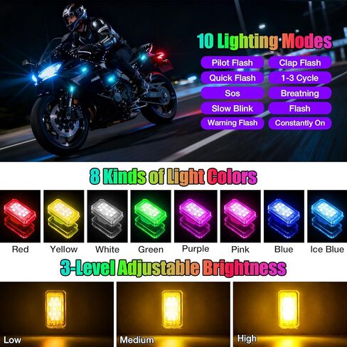 2026 Upgraded 11LEDs Wireless LED Strobe Lights, Ultra Bright 8 Colors Aircraft Strobe Lights with Remote, IP65 Waterproof Anti-Collision Warning Light for Motorcycle Bike Car Drone RV - 4PCS in Saudi Arabia