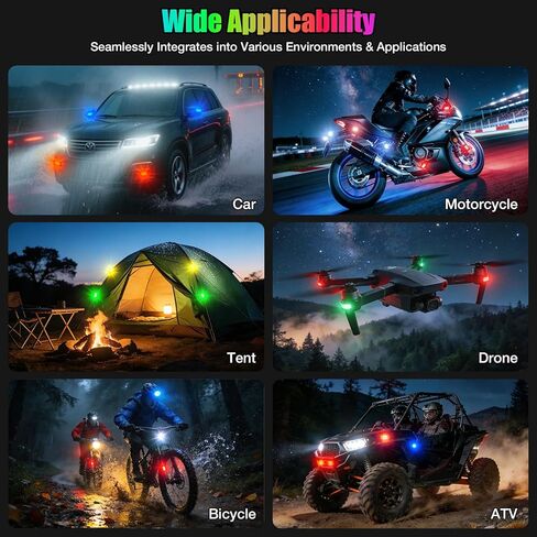 2026 Upgraded 11LEDs Wireless LED Strobe Lights, Ultra Bright 8 Colors Aircraft Strobe Lights with Remote, IP65 Waterproof Anti-Collision Warning Light for Motorcycle Bike Car Drone RV - 4PCS in Saudi Arabia