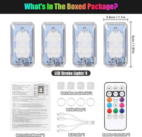 2026 Upgraded 11LEDs Wireless LED Strobe Lights, Ultra Bright 8 Colors Aircraft Strobe Lights with Remote, IP65 Waterproof Anti-Collision Warning Light for Motorcycle Bike Car Drone RV - 4PCS in Saudi Arabia