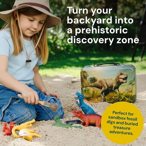 PLAYVIBE Dinosaur Toys - 12 Realistic 7-Inch Models, Multi-Color, Metal Storage Box - Dinosaur Figures & Action Figures for Kids Ages 3-7 - with Metal Storage Box - for Boys & Girls in Kuwait