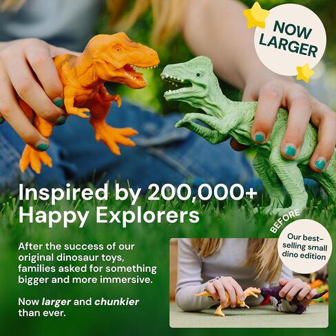 PLAYVIBE Dinosaur Toys - 12 Realistic 7-Inch Models, Multi-Color, Metal Storage Box - Dinosaur Figures & Action Figures for Kids Ages 3-7 - with Metal Storage Box - for Boys & Girls in Kuwait