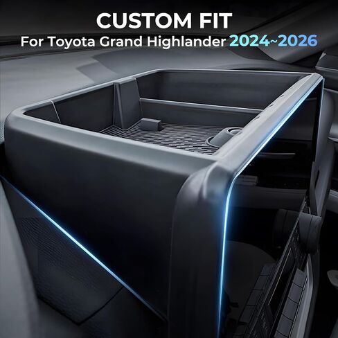 صندوق تخزين لوحة القيادة خلف الشاشة لسيارة Toyota Grand Highlander 2024 2025 2026، صينية تنظيم وحدة التحكم المركزية للملحقات الداخلية لـ 24 25 26 Grand Highlander، أسود in Kuwait