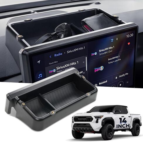 صندوق تخزين لوحة القيادة خلف الشاشة لسيارة Toyota Grand Highlander 2024 2025 2026، صينية تنظيم وحدة التحكم المركزية للملحقات الداخلية لـ 24 25 26 Grand Highlander، أسود in Kuwait