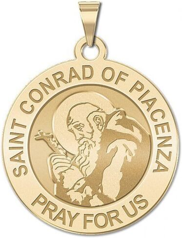 PicturesOnGold.com Saint Conrad of Piacenza Round Religious Medal - - 2/3 Inch Size of Dime, Solid 14K Yellow Gold in Saudi Arabia