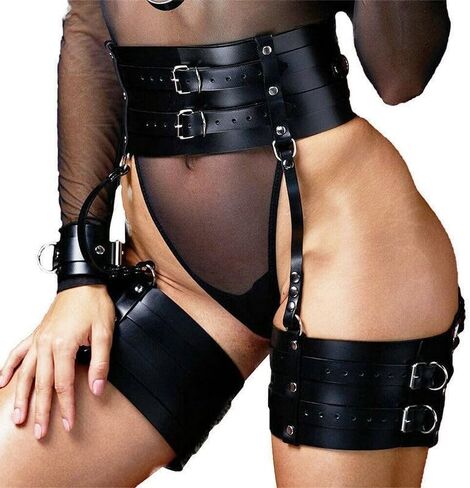 Womens Sexy Leather Thigh Harness Adjustable Punk Body Chain Garter Belt Adult Roleplay Outfit Clubwear Valentine's Day Goth Festival Party Harness Accessories Gift for Women Adults in Saudi Arabia