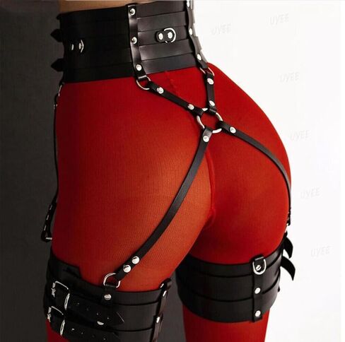 Womens Sexy Leather Thigh Harness Adjustable Punk Body Chain Garter Belt Adult Roleplay Outfit Clubwear Valentine's Day Goth Festival Party Harness Accessories Gift for Women Adults in Saudi Arabia