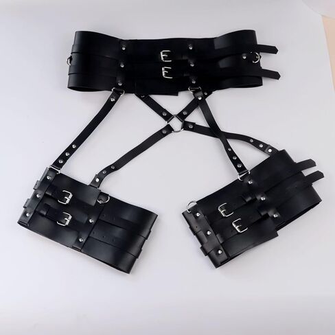Womens Sexy Leather Thigh Harness Adjustable Punk Body Chain Garter Belt Adult Roleplay Outfit Clubwear Valentine's Day Goth Festival Party Harness Accessories Gift for Women Adults in Saudi Arabia