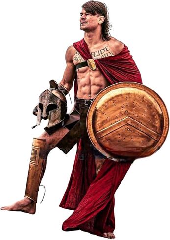 مجموعة أزياء Spartan Warrior 300، درع فولاذي مع درع مقاس 18 بوصة، ورداء، وخوذة، وأخدود، ودعامات، وتنورة in Kuwait