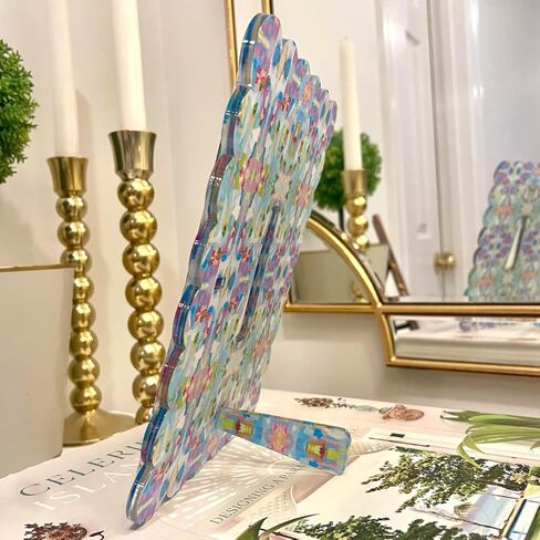 Scalloped Magnetic Acrylic Picture Frame, Multicolor Pink and Blue, 5x7, Colorful Abstract Art Pattern, Holds Vertical or Horizontal Photos in Kuwait