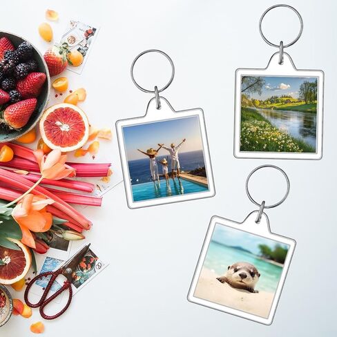 10PCS Acrylic Picture Keychain Holder Blank with Split Ring, Double Sided Personalized Keyring Kit for DIY Craft Graduation Gift(2 x 2 In) in Saudi Arabia