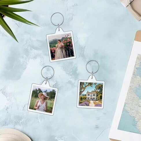 10PCS Acrylic Picture Keychain Holder Blank with Split Ring, Double Sided Personalized Keyring Kit for DIY Craft Graduation Gift(2 x 2 In) in Saudi Arabia