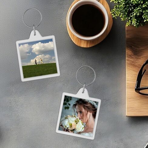 10PCS Acrylic Picture Keychain Holder Blank with Split Ring, Double Sided Personalized Keyring Kit for DIY Craft Graduation Gift(2 x 2 In) in Saudi Arabia