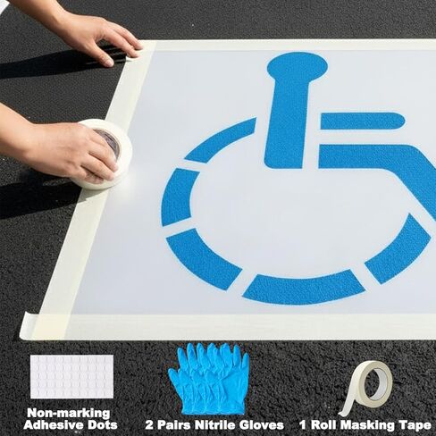 Parking Lot Stencils, Reusable Waterproof PET Parking Lot Stencils for Painting Parking Lots on Asphalt, Concrete, and Private Driveways (Handicap Parking Stencil,36x36 Inches) in Kuwait