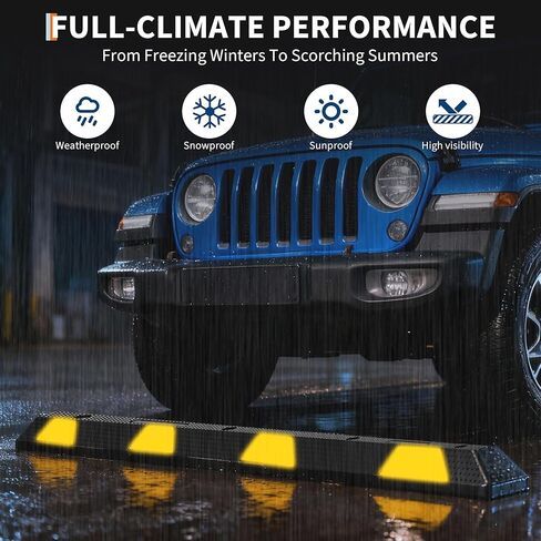 72" Heavy Duty Rubber Parking Curb, Rubber Parking Stopper for Garage – 6-Foot Long Wheel Stopper with Reflective Stripe, UV-Resistant, Durable Driveway Curb for Cars, Trucks, 2-Pack in Kuwait