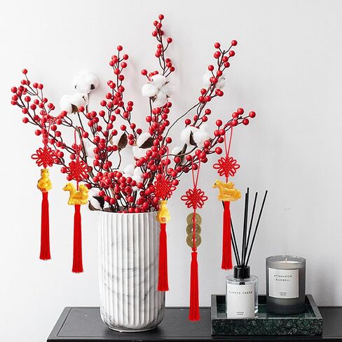 24 Pieces Lunar New Year Tassels Chinese Knot Tassel Chinese New Year Dragon Tassel Ornaments Chinese New Year Feng Shui Tassel Decorations for Home Decoration (Dragon B) in Kuwait