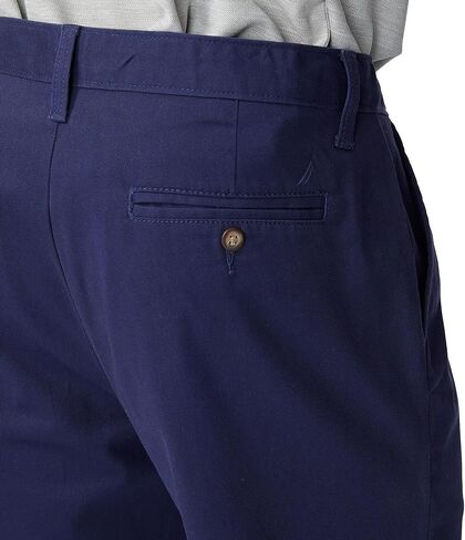 Nautica Men's Classic Fit Flat Front Stretch Solid Chino Deck Pants, Peacoat 33X30 in Saudi Arabia