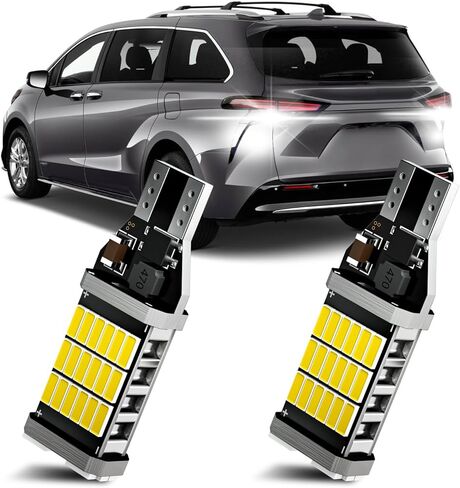 2PCS Sienna LED Reverse Lights for 2011-2021 Toyota Sienna, 6500K Cool White Super Bright Sienna Back up Lights, 2835 45-SMD Chipsets Error Free, Upgraded Backup Lights Bulbs Replacement in Saudi Arabia