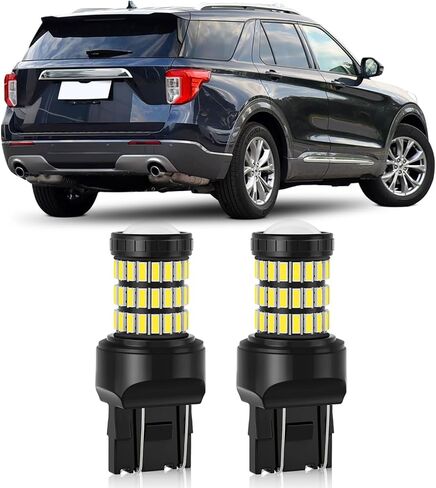 مصابيح زينون بيضاء T20 7443 7444 7440 LED مع مصابيح عكسية احتياطية لجهاز العرض متوافقة مع 2013 2014 2015 2016 2017 2018 2019 2020 Ford Explorer، حزمة من 2 in Kuwait
