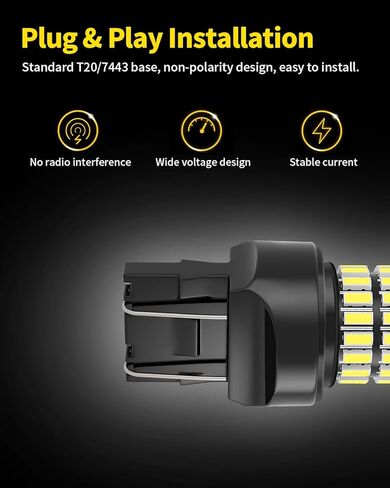 مصابيح زينون بيضاء T20 7443 7444 7440 LED مع مصابيح عكسية احتياطية لجهاز العرض متوافقة مع 2013 2014 2015 2016 2017 2018 2019 2020 Ford Explorer، حزمة من 2 in Kuwait