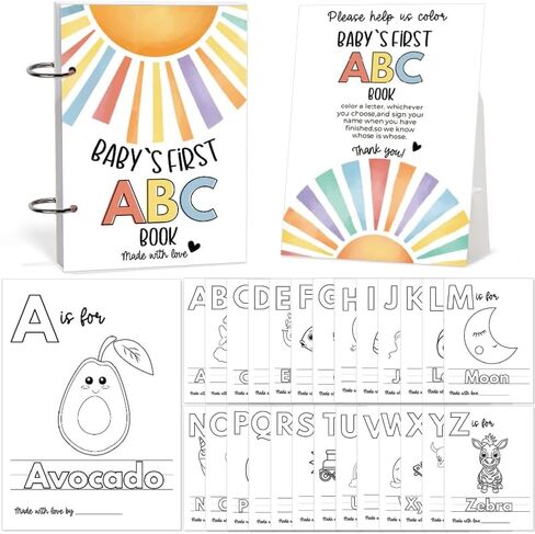 كتاب تلوين أنشطة استحمام الطفل، مجموعة صفحات التلوين الأولى ABC من الحروف الأبجدية من الألف إلى الياء، تذكار تعليمي وأنشطة للضيوف - ألعاب استحمام الطفل in Kuwait