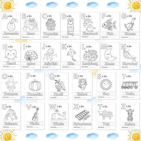 كتاب تلوين أنشطة استحمام الطفل، مجموعة صفحات التلوين الأولى ABC من الحروف الأبجدية من الألف إلى الياء، تذكار تعليمي وأنشطة للضيوف - ألعاب استحمام الطفل in Kuwait