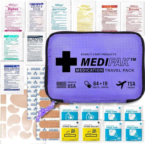 السفر الأساسي للطب الأساسيات الإسعافات الأولية حزمة إعادة ملء I -BONUS Medical Supplies I TSA MEDKIT MEDKIT متوافقة in Saudi Arabia