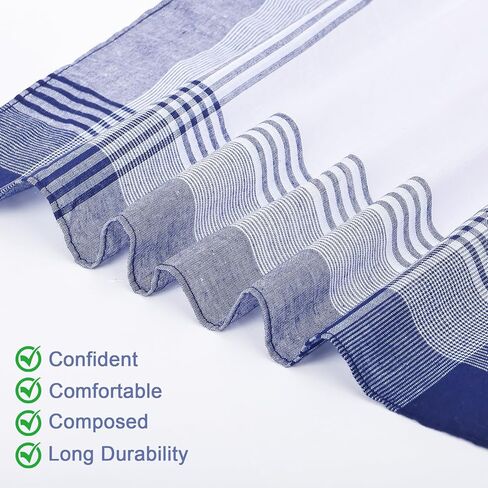 [12 قطعة] مناديل للرجال، مقاس 40.64 × 40.64 سم، منديل كلاسيكي مصنوع من القطن الناعم بنسبة 100%، مربعات جيب للرجال مع شيك in Kuwait