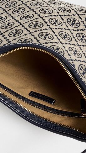 Tory Burch Women's T Monogram Messenger Bag, Tory Navy, Blue, Print, One Size in Saudi Arabia