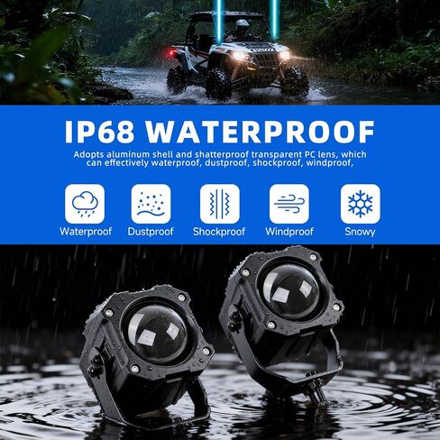 مصابيح سوط LED من DREAMIZER قطعتان، ضوء سوط لعدسة PC Spot Beam Pod RGBW UTV جنبًا إلى جنب مع مفتاح وجهاز تحكم عن بعد، سوط خفيف متوافق مع Polaris RZR Can-Am Maverick X3 Golf Cart Jeep in Kuwait