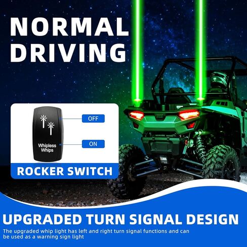 مصابيح سوط LED من DREAMIZER قطعتان، ضوء سوط لعدسة PC Spot Beam Pod RGBW UTV جنبًا إلى جنب مع مفتاح وجهاز تحكم عن بعد، سوط خفيف متوافق مع Polaris RZR Can-Am Maverick X3 Golf Cart Jeep in Kuwait