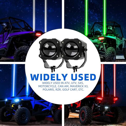 مصابيح سوط LED من DREAMIZER قطعتان، ضوء سوط لعدسة PC Spot Beam Pod RGBW UTV جنبًا إلى جنب مع مفتاح وجهاز تحكم عن بعد، سوط خفيف متوافق مع Polaris RZR Can-Am Maverick X3 Golf Cart Jeep in Kuwait