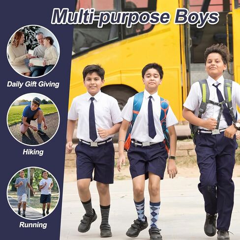 25 Pairs Kids Boy Dress Socks Bulk Soft Cotton Seamless School Kids Crew Dress Socks For Youth Teen Big Boy School Uniform Performance 8-12 Years in Saudi Arabia