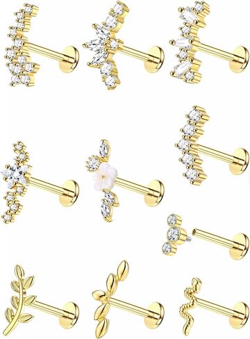 16G Cartilage Tragus Helix Piercing Jewelry Stainless Steel Internally Threaded Flat Back Cartilage Earrings for Women Butterfly CZ Flatback Stud Earring in Saudi Arabia