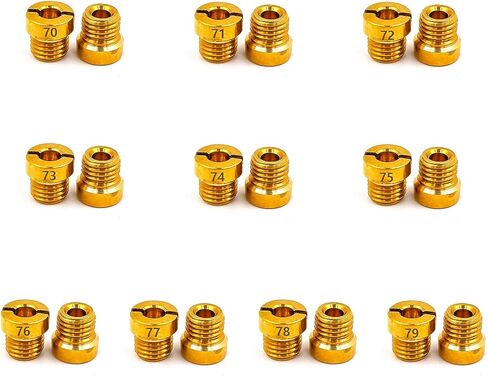 Holley Carb Carburetor 1/4-32 مجموعة الطائرات الرئيسية حجم الفتحة هو: 70 71 72 73 74 75 76 77 78 79,10 مجموعات في المجموع، 2 قطعة لكل حجم، حجم الخيط: 1/4 "-32 يناسب هولي 2010,2300,4010,4011,4150,4160,4500 in Kuwait