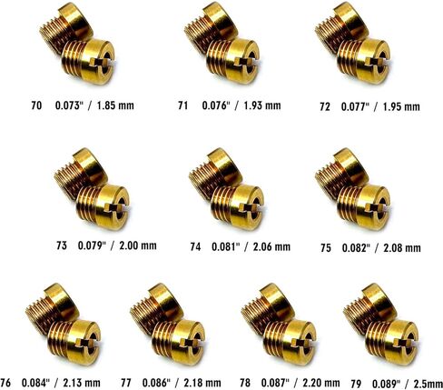 Holley Carb Carburetor 1/4-32 مجموعة الطائرات الرئيسية حجم الفتحة هو: 70 71 72 73 74 75 76 77 78 79,10 مجموعات في المجموع، 2 قطعة لكل حجم، حجم الخيط: 1/4 "-32 يناسب هولي 2010,2300,4010,4011,4150,4160,4500 in Kuwait