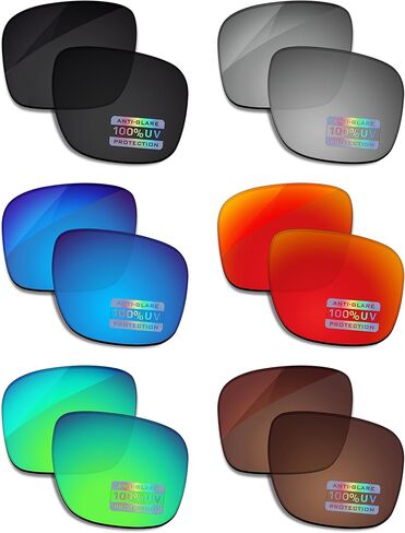 Bowyer 6 Pairs POLARIZED Replacement Lenses for Oakley Fuel Cell OO9096 Sunglasses (Black + Titanium Mirror + Surf Blue Mirror + Fire Red Mirror + Jade Green Mirror + Brown) in Saudi Arabia